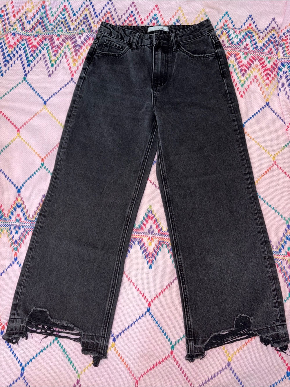 VERVET BY FLYING MONKEY Black Denim Wide Leg Crop Jeans Women’s 25